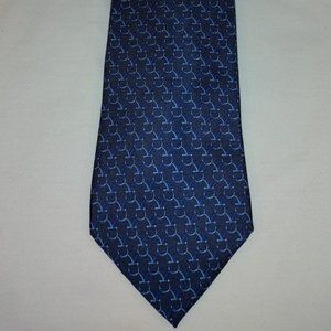 Brooks Brothers 100% Silk Stirrup Design Tie. Blue/Light Blue